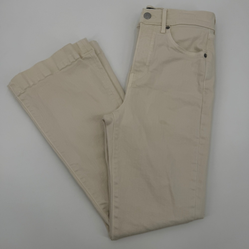 Veronica Beard Carson Ankle Flare Jeans FLAWS‎ Ecru High Rise Off White Size 26